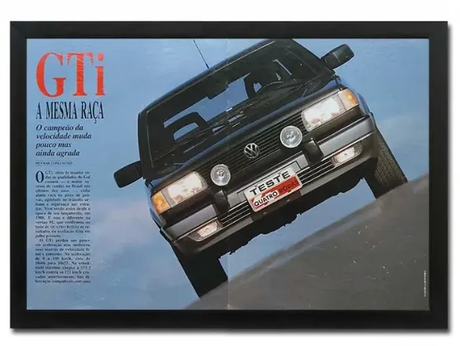 VW Gol GTI 1991 ou 1993 - Quadro decorativo com matéria original de revista de época