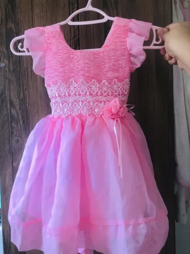 Vestido de festa para bebê (Rosa)
