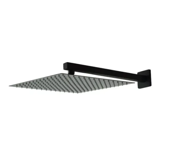 Ducha Inox 304 Preto Fosco de 30x30 cm com Braço de Parede de 36 cm c Riscos e Amassados