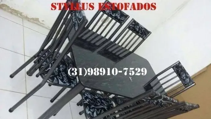 Mesa de Jantar tubular com 6 Cadeiras