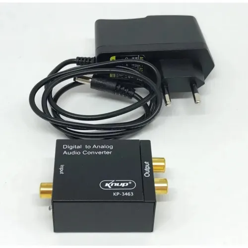 Adaptador Conversor Áudio Ótico digital para analógico kp-3463 Toslink P/ Rca 