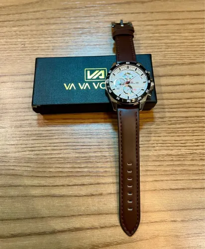 Relógio Masculino Va Va Voom 46mm - Militar com Pulseira de Couro Marrom