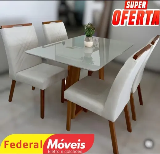 Conjunto de Mesa com 4 Cadeiras 1,20x80m - Novo! Conforto e estilo para o dia a dia