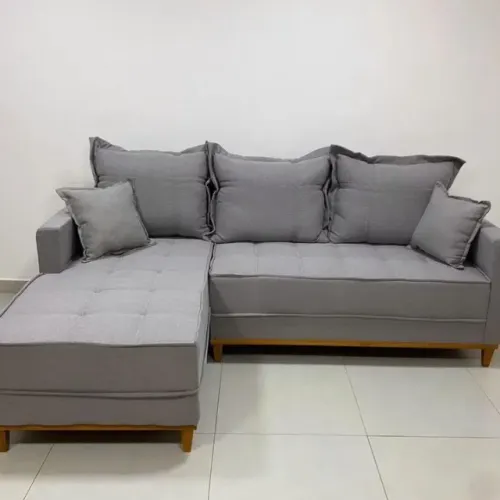 Sofá 3 Lug. Com Chaise Milão Larg. 2.30m Veludo Molas Ensacadas- Produto Novo