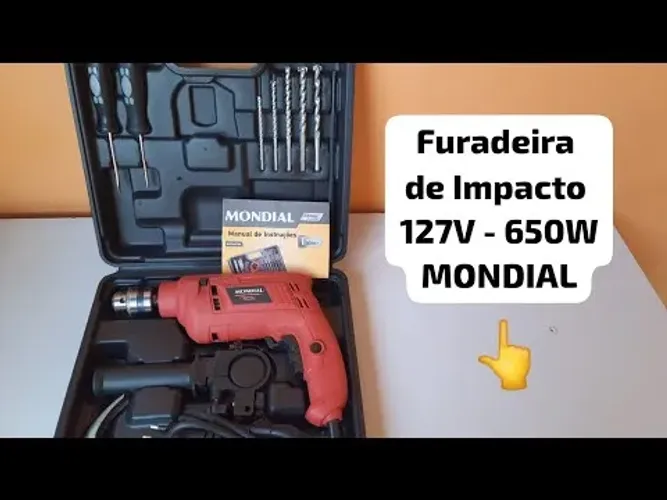 Furadeira de Impacto Mondial 650W 2 Velocidades - 3/8? com Maleta 11 Peças NFFI-07M