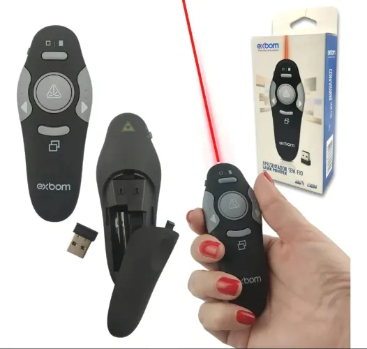 Apresentador Slide Apontador Laser Controle Sem Fio Preto