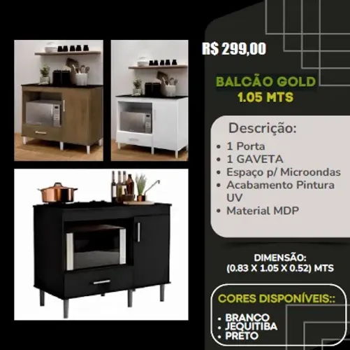 Balcão para Cooktop Gold 1.05 Novo