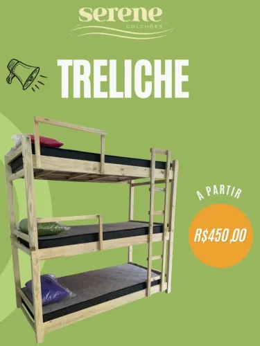 TRELICHE MADEIRA MACIÇA EUCALIPTO RÚSTICO TRATADO NOVA  A PARTIR DE R$ 450,00 S/ COLCHÃO 