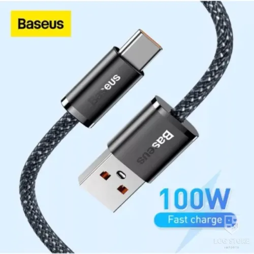 Cabo Baseus USB para Tipo C 100w Carregamento Turbo 6A Android Samsung Motorola Xiaomi