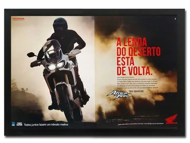 Honda Africa Twin - Quadro / pôster decorativo com propaganda original de revista