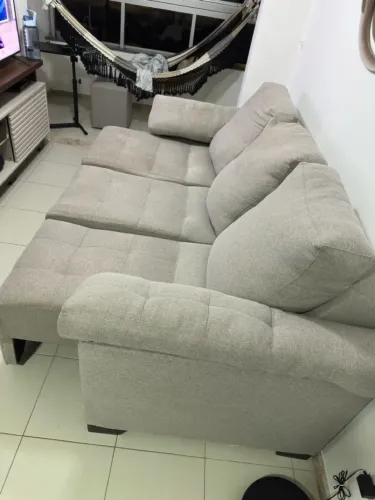 Sofá Retrátil de Linho Cinza - Ultra Conforto, Design Sofisticado e Pronto para Levar! 