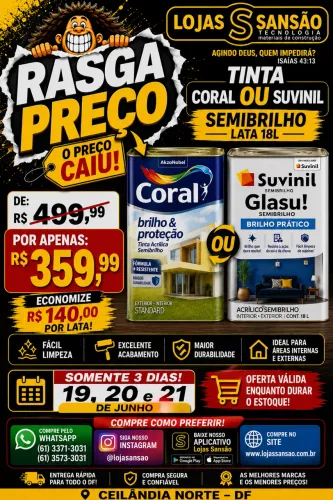 Tinta sem brilho coral ou Suvinil  LATA 
