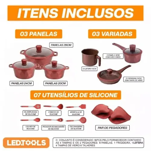 Promoção Jogo de Panelas 18 Peças Antiaderente Cerâmica Achadinho Shopee