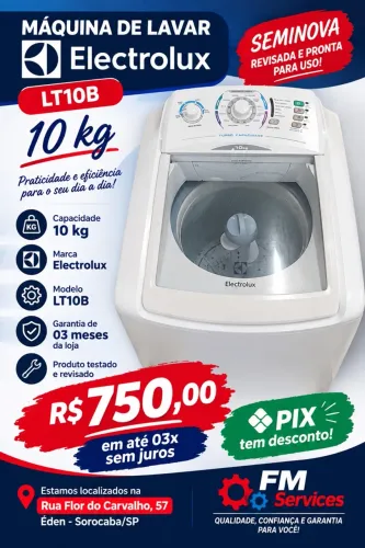 Máquina de lavar Electrolux 10kg Éden Sorocaba