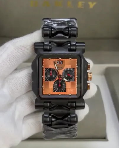 Relógio Oakley - Laranja e Preto - Linha Super - Titanium - A prova D?água 