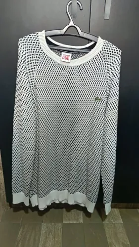 Suéter Masculino Lacoste L!VE Jacquard Bicolor (Preto e Branco)