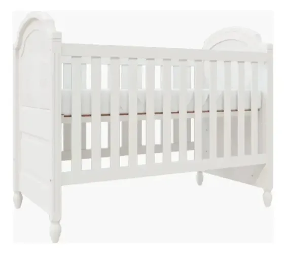 Berço Retrô 2 em 1 La Vie (Vira Mini Cama) - Branco com Palha Branca