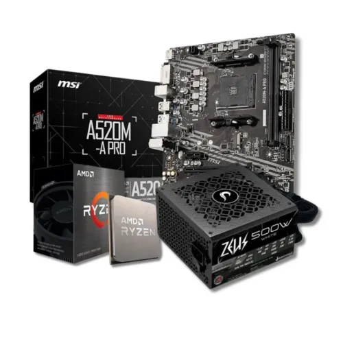 KIT UPGRADE - Ryzen 5 5600GT, Placa mãe A520M A-Pro, Fonte Rise Mode Zeus 500W