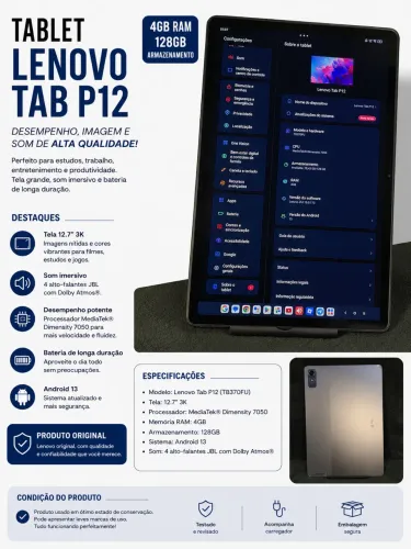 tablet lenovo tab p12 128gb 4gb ram