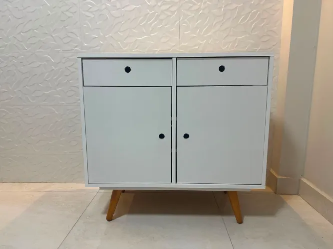 Sapateira/Armário Multiuso Retrô Branco - 2 Portas e 2 Gavetas