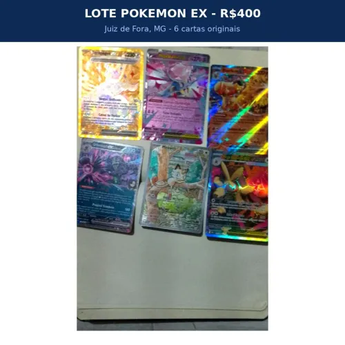 Vendo Lote 6 Cartas Pokémon TCG originais Copag - R$400,00