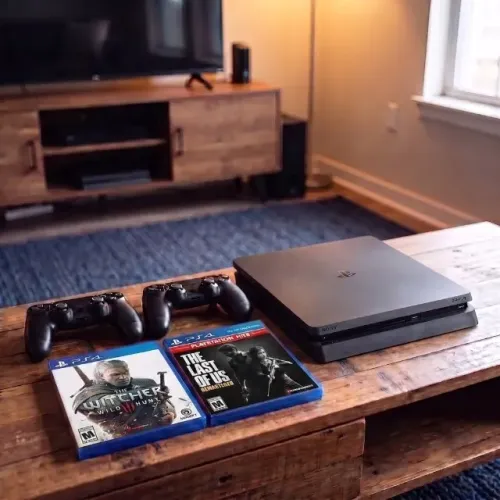 PS4 Slim Impecável Playstation 4 + 2 Jogos + 2 Controles PS4 em até 12x