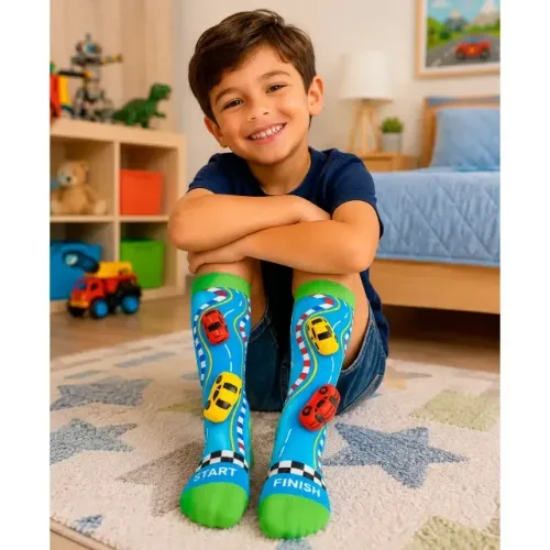 meia 3d divertida infantil cano alto tamanho único adaptavel carro wz-01