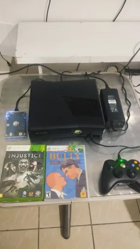 Xbox 360 Slim 500GB LT + HD 320GB Com Jogos Personalizados e Exploit + Controle Original