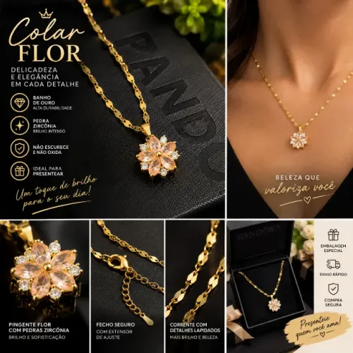 Colar Banhado a Ouro 18K Pétalas