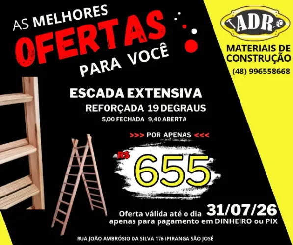 Escada De Eucalipto Extensiva 19 Degraus