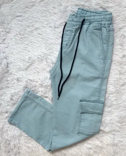 Calça Cargo Azul Claro