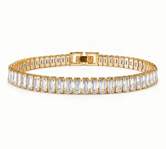 Pulseira Bracelete Riviera Baquete 6mm unissex aço
