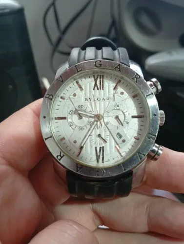 Relógio Bvlgari Chrono (modelo Iron Man) Preto Prateado