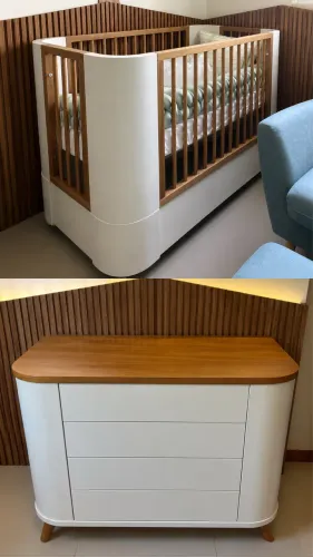 Kit Berço + Cômoda Sleeper ZLIN - Madeira maciça!