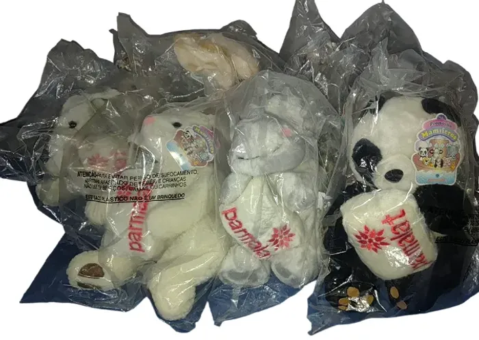 Lote brinquedo antigo raro 10 pelúcias coleção animais mamíferos leite Parmalat Lacrado