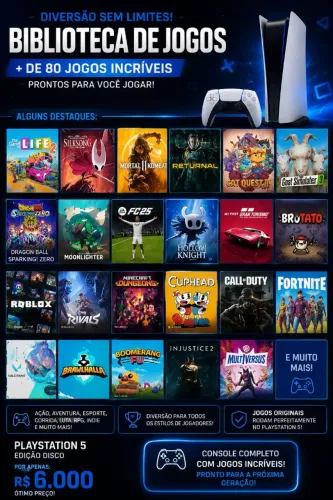 PLAYSTATION 5, COM 82 JOGOS.