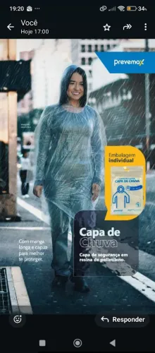 Capa de chuva individual descartável 2,50 acima de 100 unid