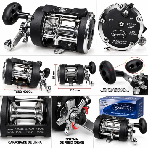 Carretilha de pesca grande TSSD 4000L + Maleta