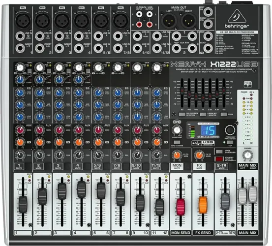 Mixer Mesa de Som de 12 canais Behringer X1222USB 