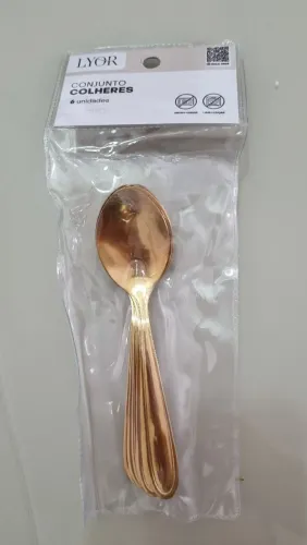 NOVO Conjunto 6 Colheres de Chá LYOR inox dourado