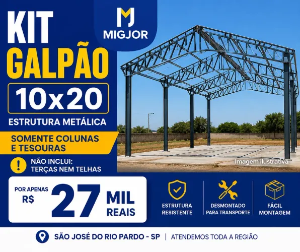 Kit galpão 10x20