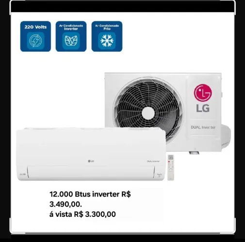 Ar condicionado LG inverter 12.000 BTUS .temos q pronta entrega