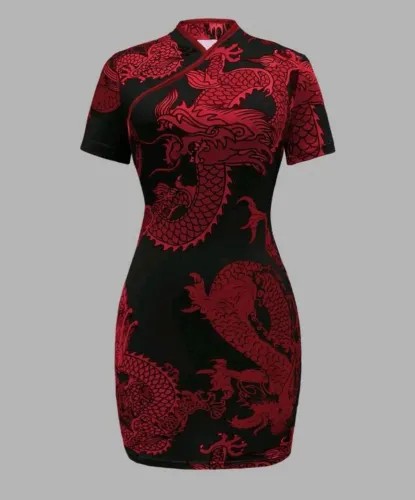 Vestido Chinês Curto Semi-Novo