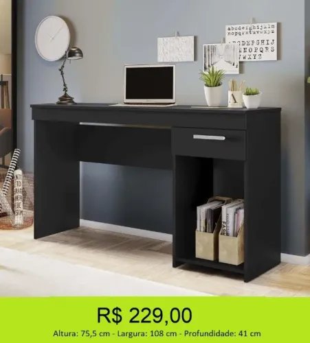 Escrivaninha preta pequena - a pronta entrega 
