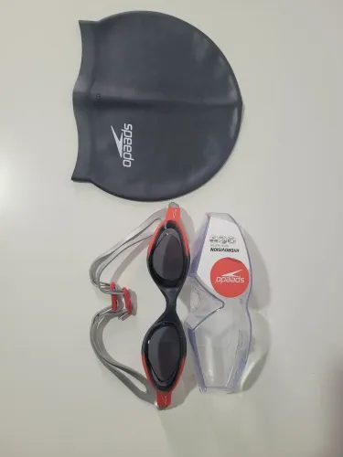 Óculos de natação hydrovision + touca speedo de silicone 