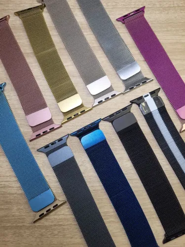 Pulseiras aço Milanesa para Apple Watch de 38 a 49 ultra 