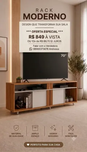 Rack moderno para tv de 70 deixe sua sala moderna entrega e montagem grátis
