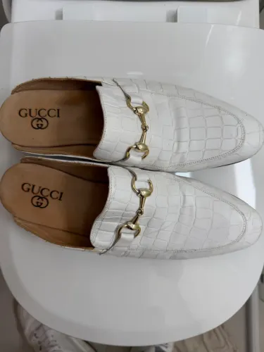 Sapato Mule Gucci Branco Croco - Nº 39