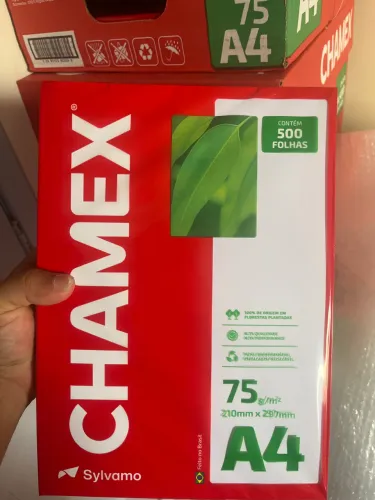 Papel Chamex A4 75g 500 Folhas - Resma ou Caixa com 10