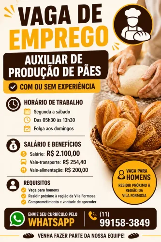 Auxiliar de produção de pães 